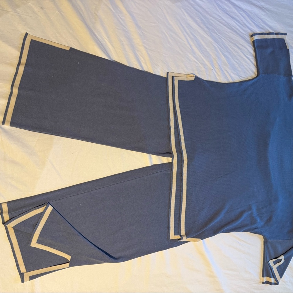 Blue and Cream Two-Piece Set